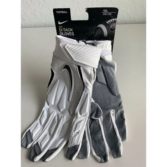 Nike D-Tack 6.0 Lineman NFL Football Gloves White/Black PGF946-184 Size 4XL NWT - Picture 1 of 10